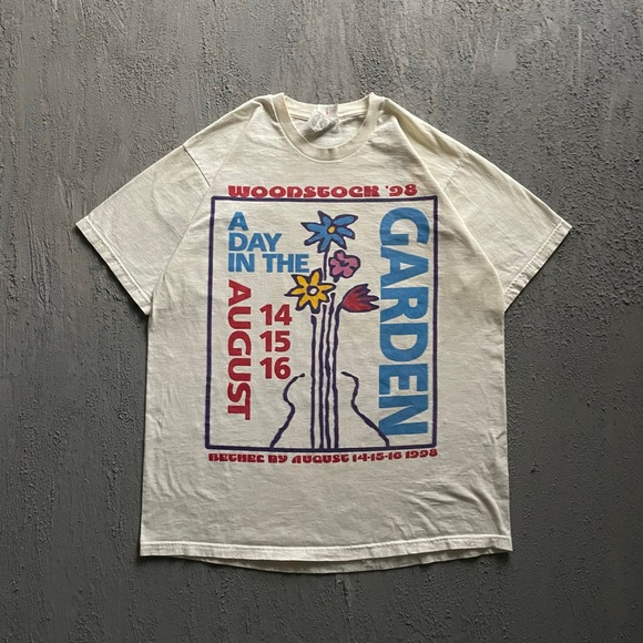 Other - vintage woodstock manhattan garden shirt mens XL white 1990s music band